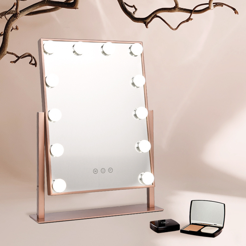 New Design 12 Bulb 360 Degree Rotation Women Salon Hollywood Lighted Makeup Led Vanity Mirror