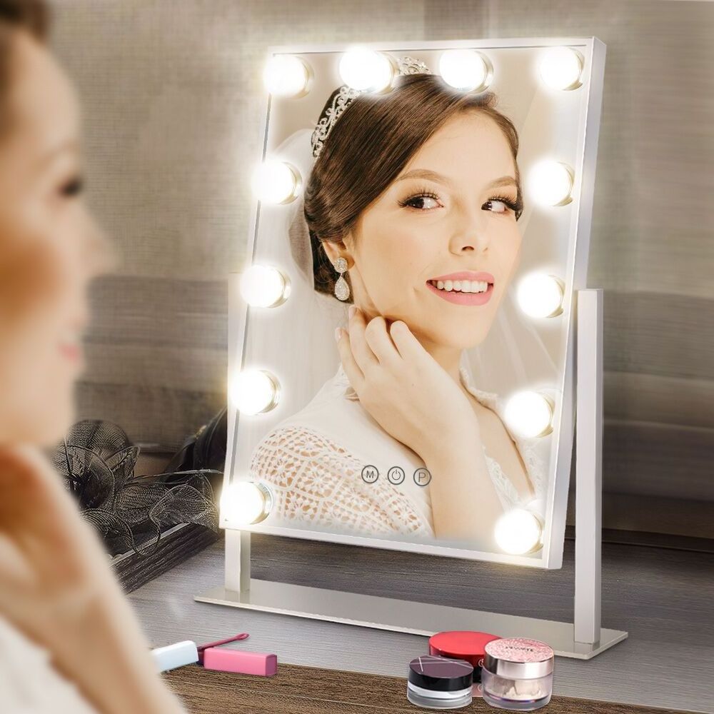 New Design 12 Bulb 360 Degree Rotation Women Salon Hollywood Lighted Makeup Led Vanity Mirror