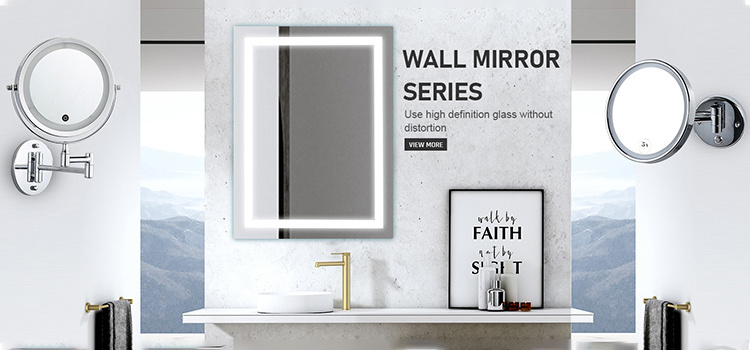 Led Magnifying Wall Mount Mirror Touch Wall Mounted Makeup Mirror 8.5 Inch Shaving Mirror With Light 5X Zoom