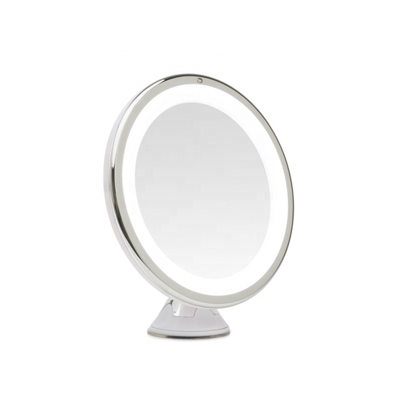 Selling Power Suction Cup Shower shaving mirror 5x Magnifying Makeup Mirror with LED Lights