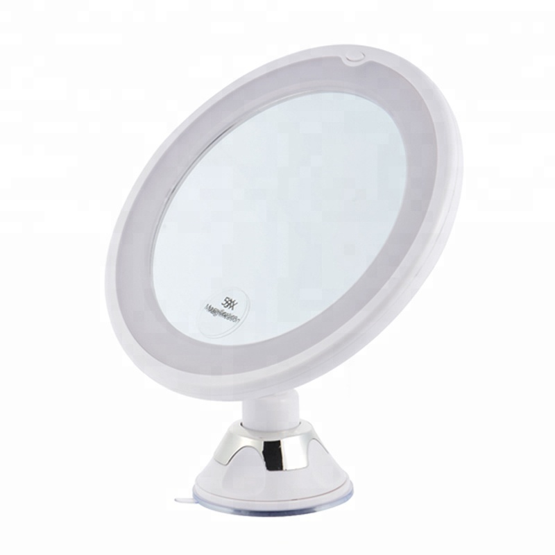 Selling Power Suction Cup Shower shaving mirror 5x Magnifying Makeup Mirror with LED Lights