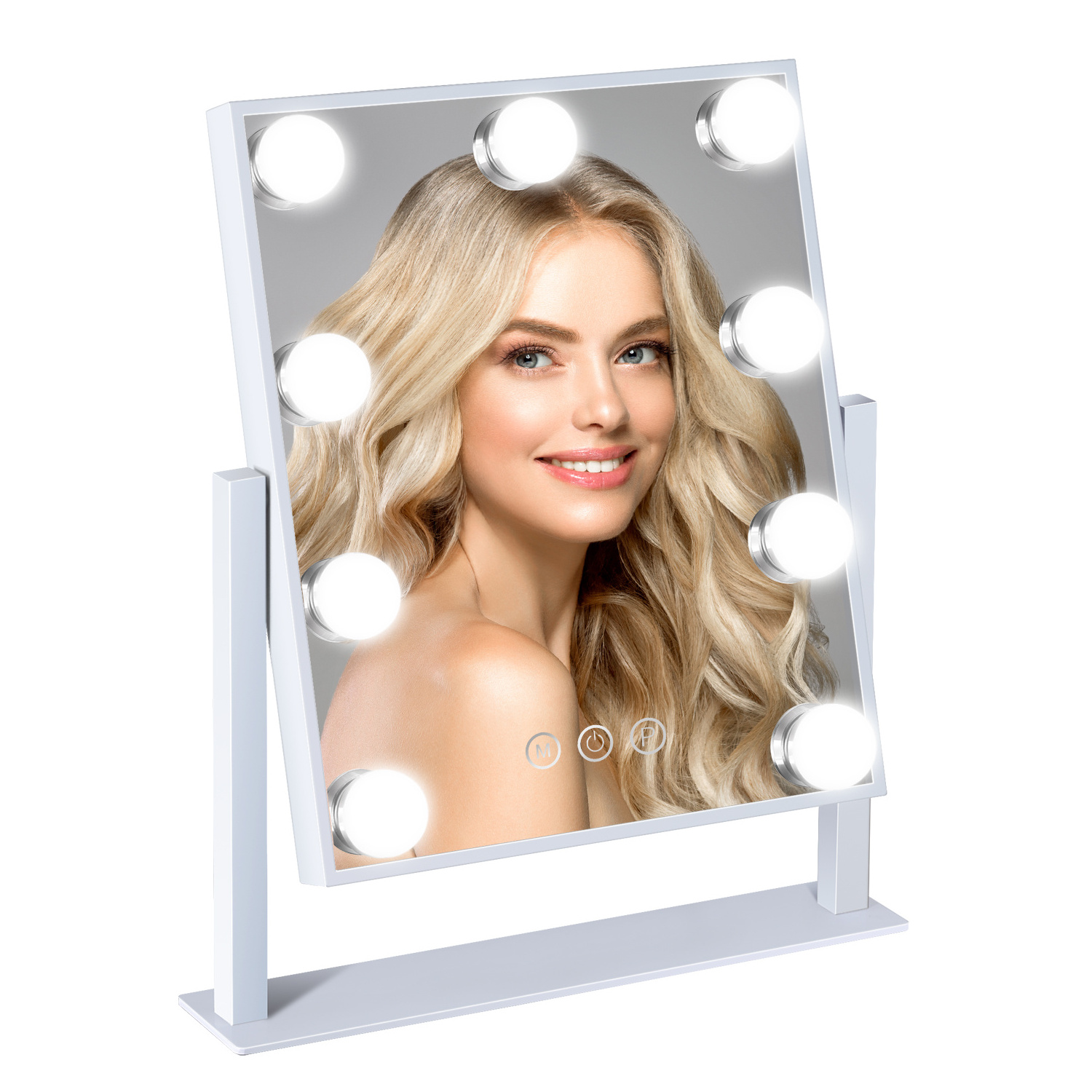 Home Decor Framed LED Mirror Hollywood Style Mirror Stand Makeup Mirror With LED Bulbs