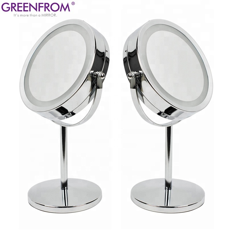 Hot Selling Double Sided Vanity Desktop 7X Magnifying Cosmetic Lighted Makeup Mirror with Touch Switch