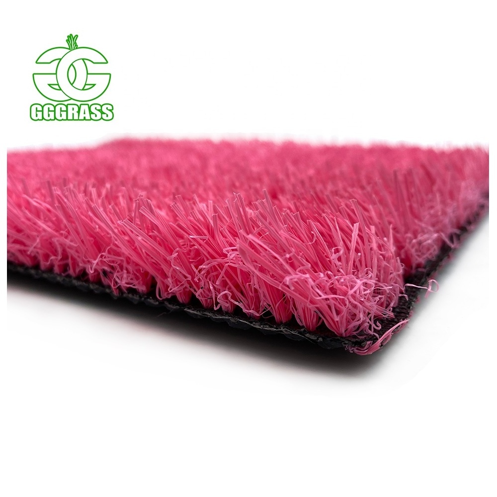 GGGRASS Artificial Pink Grass For Kindergarten Fake Grass Kids Playground Pink For Wedding Decoration