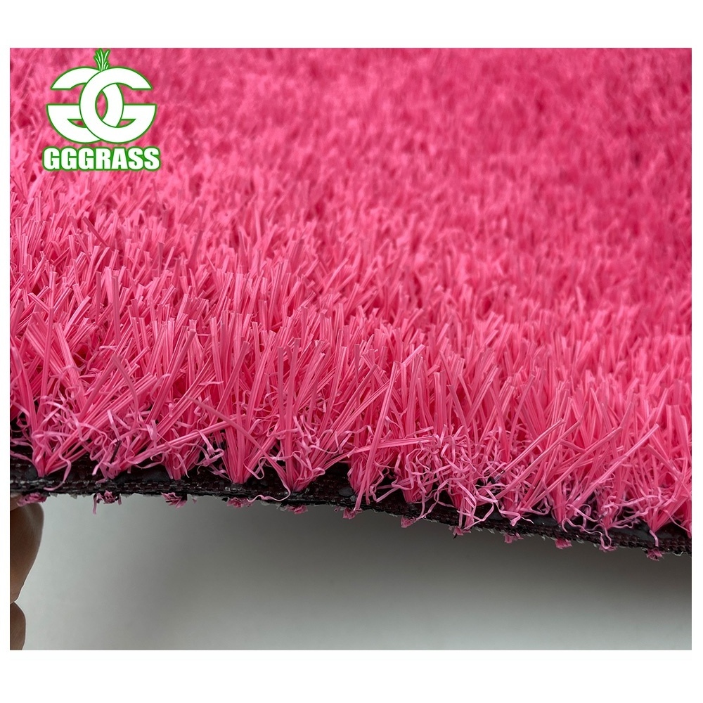 GGGRASS Artificial Pink Grass For Kindergarten Fake Grass Kids Playground Pink For Wedding Decoration