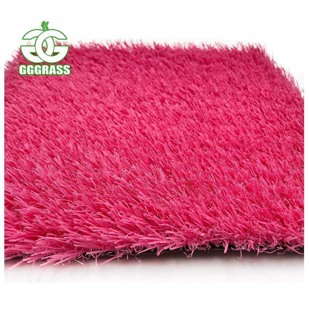 GGGRASS Artificial Pink Grass For Kindergarten Fake Grass Kids Playground Pink For Wedding Decoration