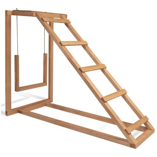 Wooden playground for hens with swing and perch