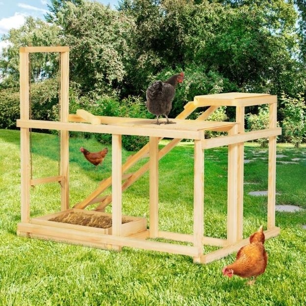 wooden swing perch ladder dust bath for chickens