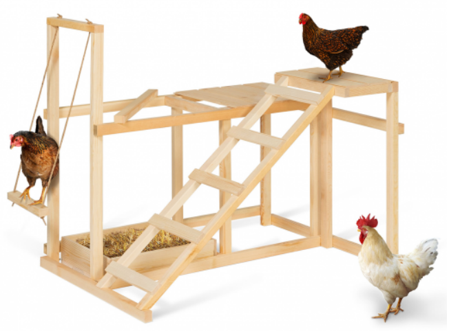 wooden swing perch ladder dust bath for chickens