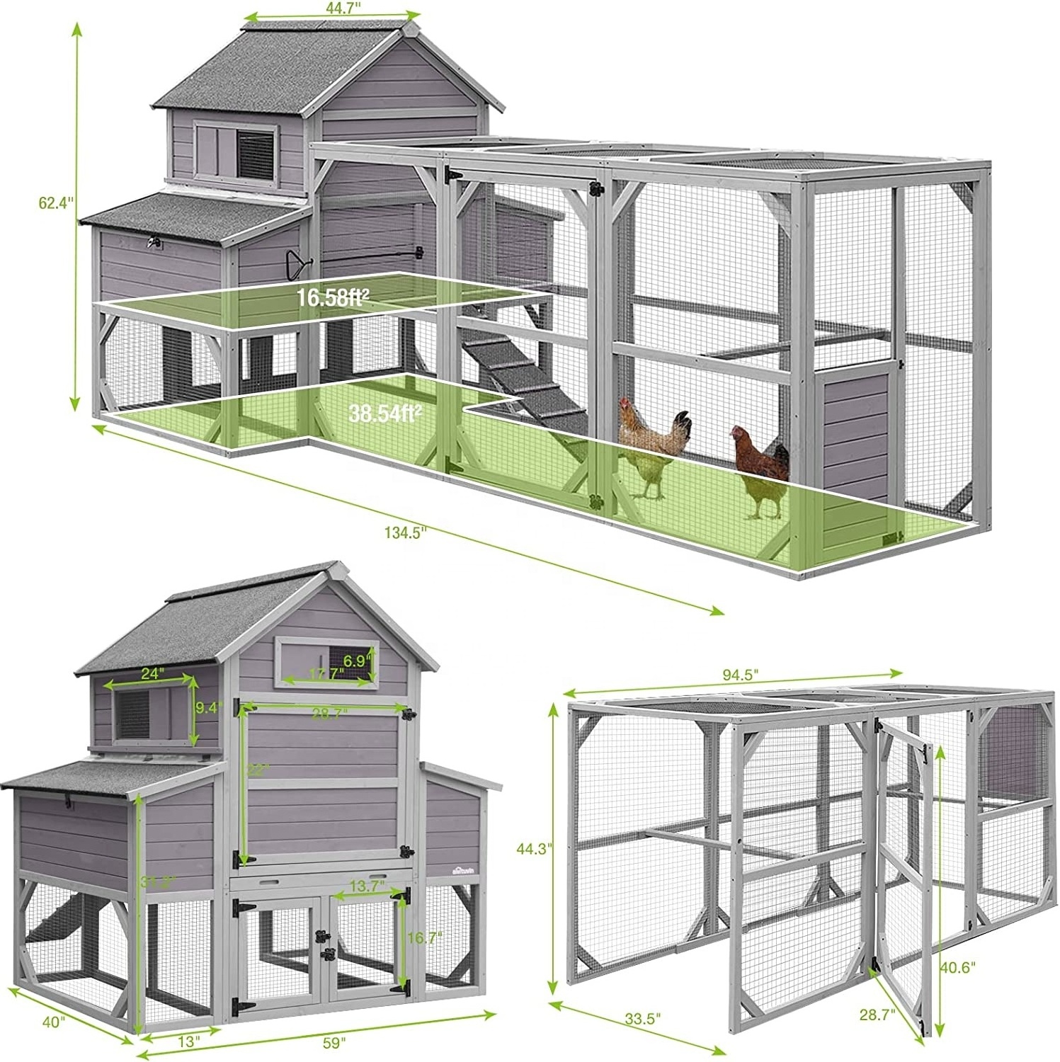 Best Seller Factory Wholesale Wooden Chicken Hen House Cage Large Outdoor Wood Chicken Coop Run for 10-15 chickens