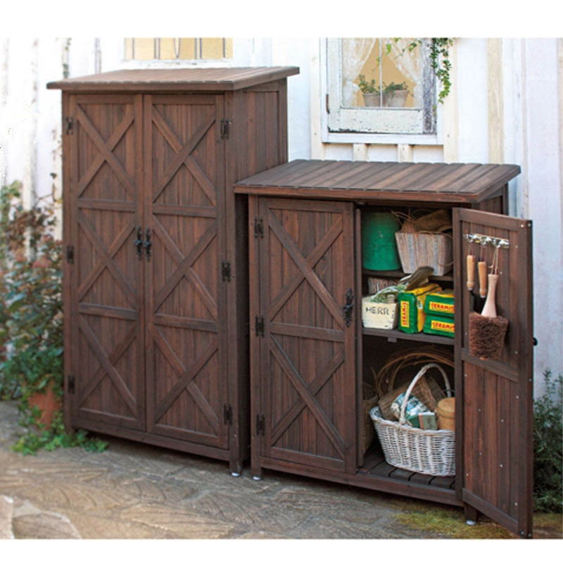 Outdoor Indoor Solid Fir Wood Garage Tool Organisation Cabinet Wooden Garden Storage Shed