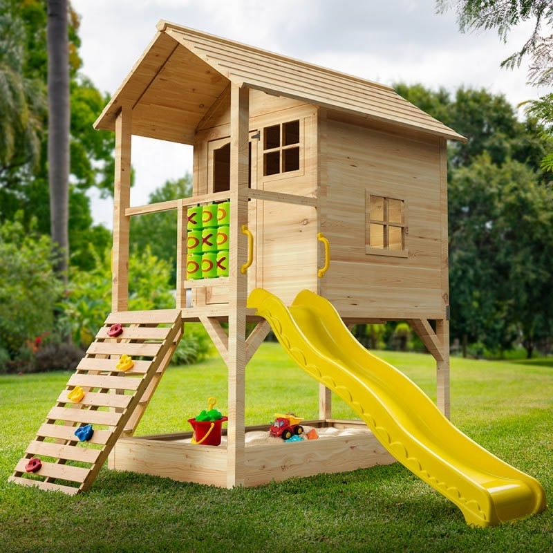 cheap outdoor children wood plastic playhouses garden kids wooden playhouse with slide