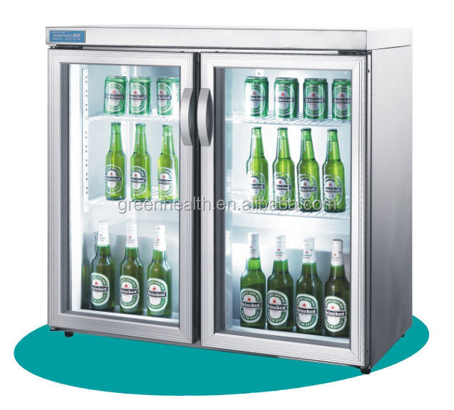 Beer Cooler Mini Bar Refrigerator Stainless Steel 200L CE Used Ice Cream Freezers Display Cooler Ice Machine 2 Layer