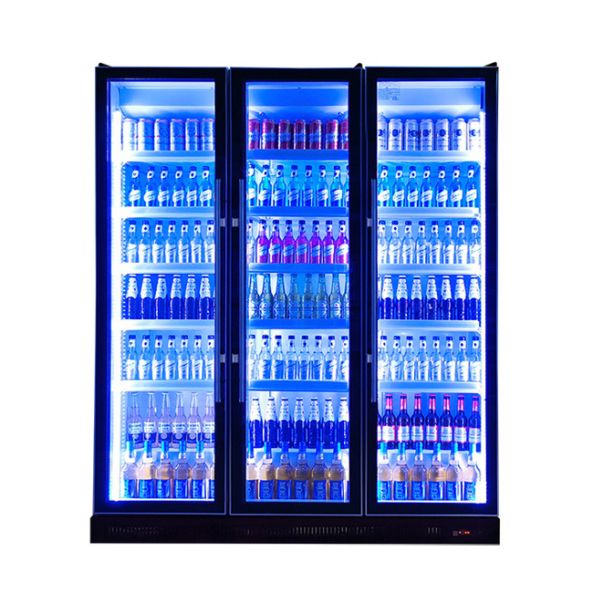 Green Health Restaurant Supermarket Bar Beverage Cold Drink Glass Door Cooler  Refrigerator