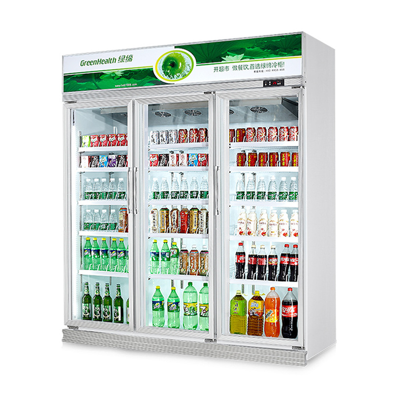 3 Doors Stand Floor Commercial Freezer Upright Display Showcase Glass Door Refrigerator with LED Light