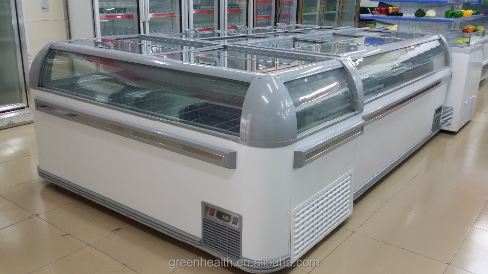 Commercial Display Horizontal Island Freezer Top Sliding Door Fridges and Deep Freezers