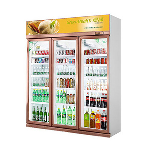 3 Doors Stand Floor Commercial Freezer Upright Display Showcase Glass Door Refrigerator with LED Light