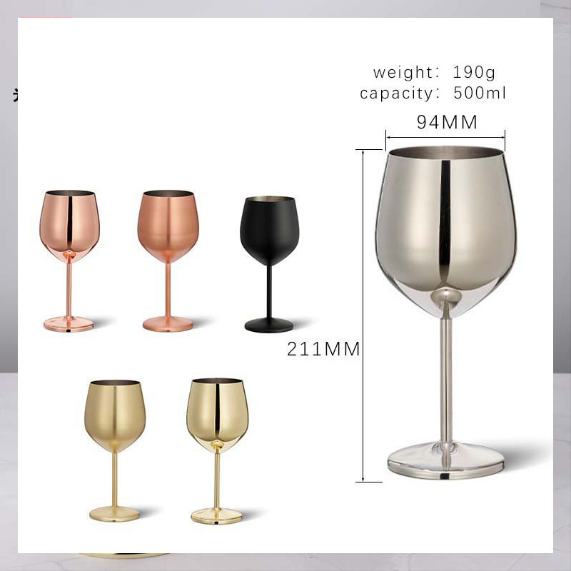 Wholesale Unbreakable Stainless Steel Wine Glasses For Champagne Red Wine Stemmed Metal Glass