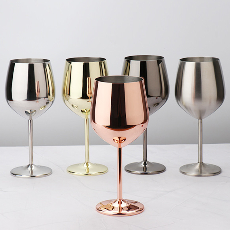 Wholesale Unbreakable Stainless Steel Wine Glasses For Champagne Red Wine Stemmed Metal Glass