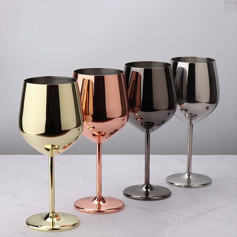 Wholesale Unbreakable Stainless Steel Wine Glasses For Champagne Red Wine Stemmed Metal Glass