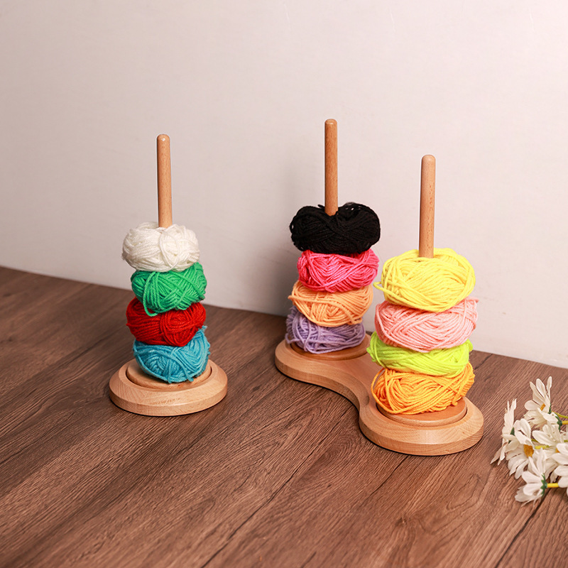 Dispenser Crocheting Yarn Ball Holder Knitting Yarn Spindle Dispenser Wooden Yarn Holder