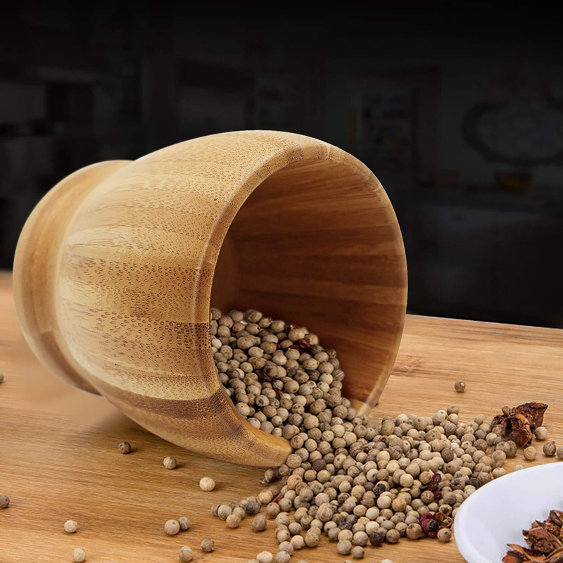 Kitchenware Spice Grinder kitchen Cooking Tools Garlic Press Ginger Crusher Spices Grinding Set wood Grinding Bowl