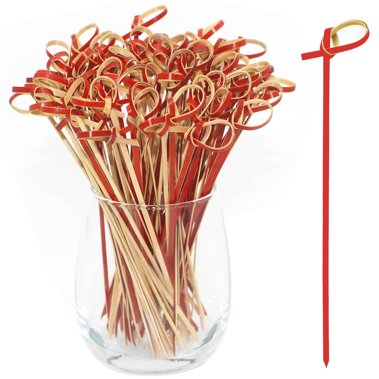 6 Inch Bamboo Twisted End Cocktail Picks Appetizer Picks Party Snacks Club Sandwiches Finger Food  Natural Bamboo Knot Skewers