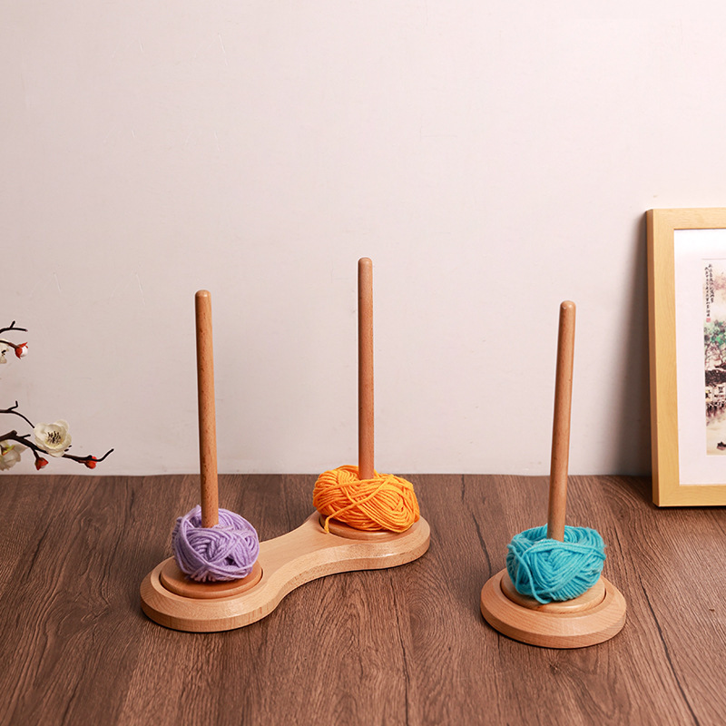 Wooden Spinning Yarn Thread Holder Knitting Embroidery Craft Sewing Yarn Organising Tool Wood Yarn Holder with Twirling