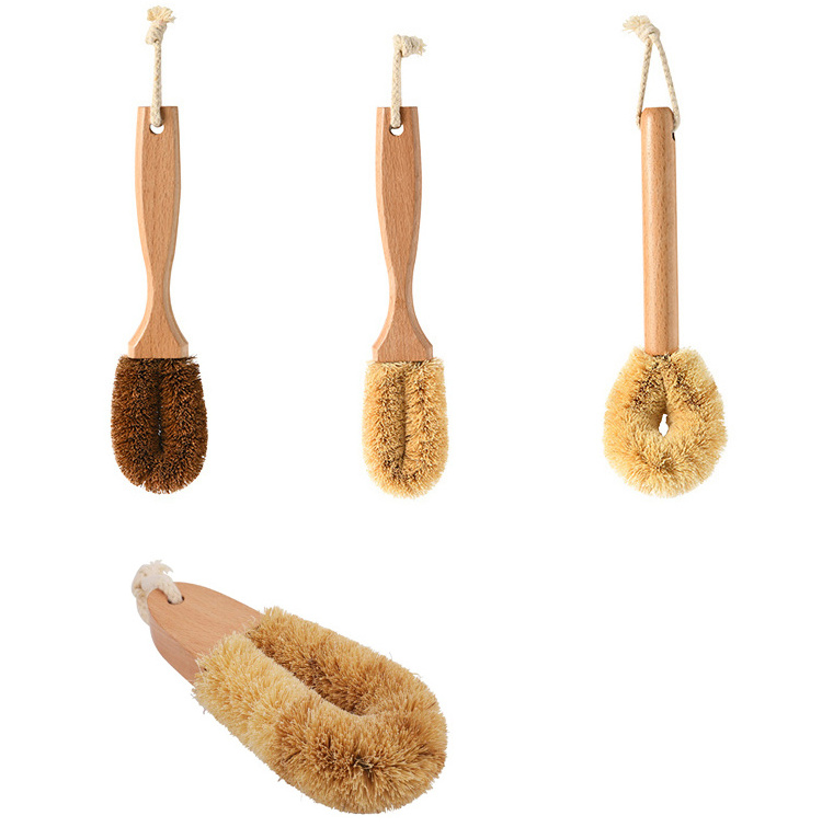 Wood Household Kitchen Brushes Coconut Scouring Washing Bottle Pot Scrub Wooden Handle Cleaning Scrubber Bamboo Dish Brush