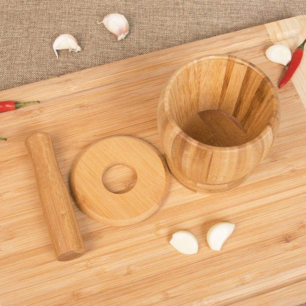 Kitchenware Spice Grinder kitchen Cooking Tools Garlic Press Ginger Crusher Spices Grinding Set wood Grinding Bowl