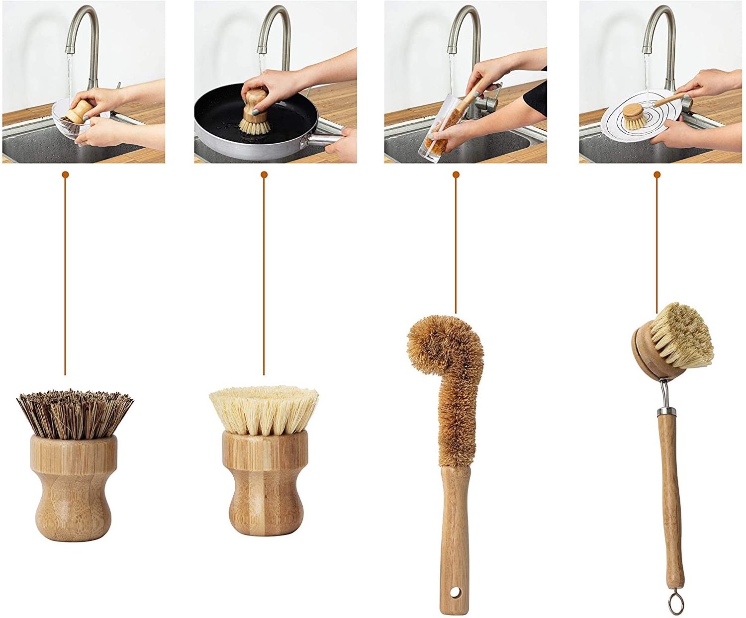 Wood Household Kitchen Brushes Coconut Scouring Washing Bottle Pot Scrub Wooden Handle Cleaning Scrubber Bamboo Dish Brush