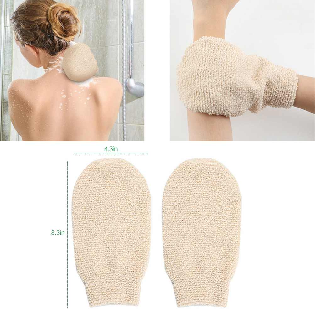 Natural Exfoliating Hemp Glove Mitt Body Bath Mitten Shower Sponge Remove Dead Skin Scrubber