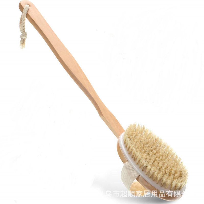 Wooden Long Handle Back Shower Brush Exfoliating Back Body Feet Scrubber Bath Body Brush