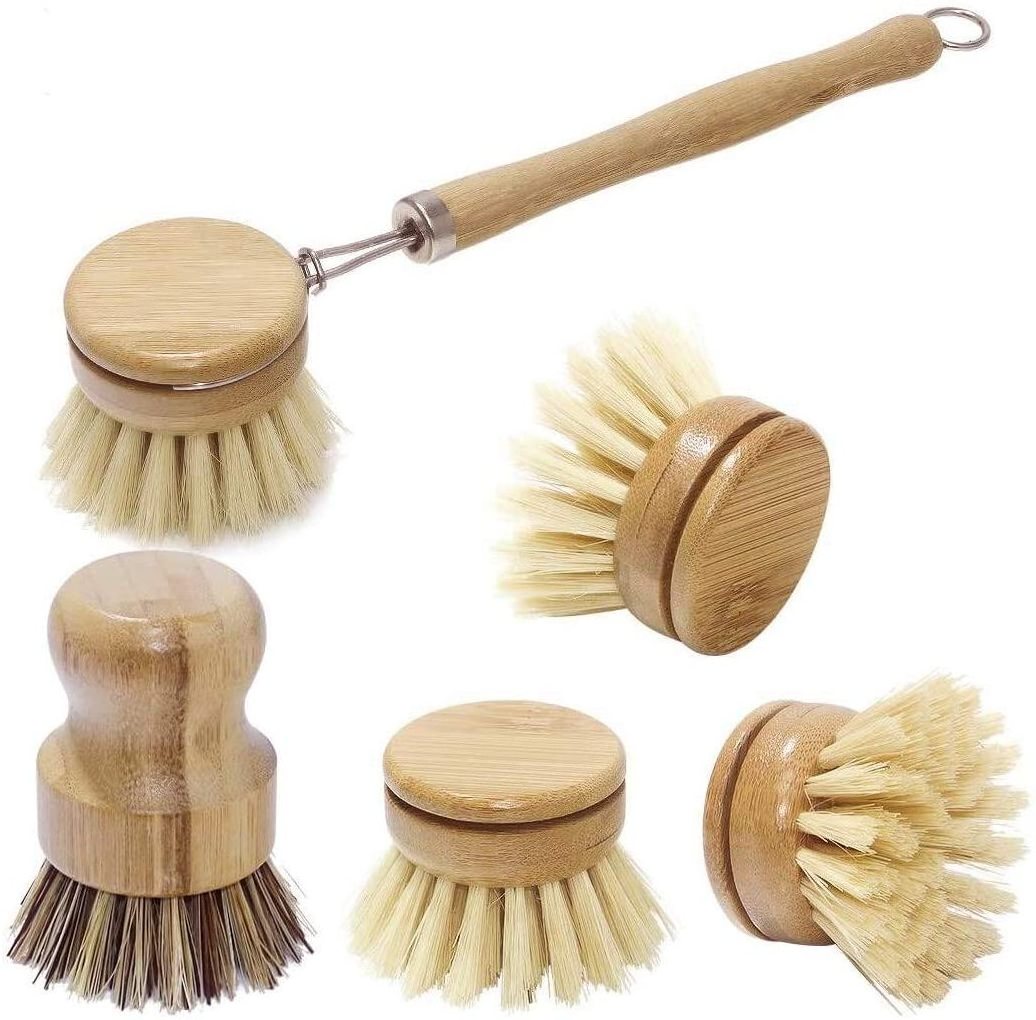 Wood Household Kitchen Brushes Coconut Scouring Washing Bottle Pot Scrub Wooden Handle Cleaning Scrubber Bamboo Dish Brush