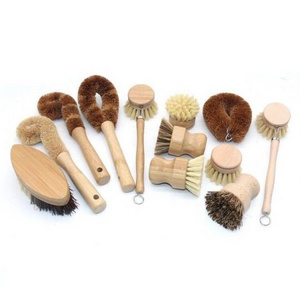 Wood Household Kitchen Brushes Coconut Scouring Washing Bottle Pot Scrub Wooden Handle Cleaning Scrubber Bamboo Dish Brush