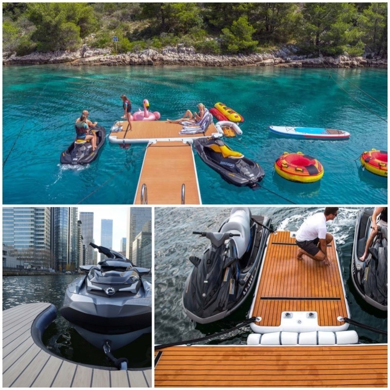 100% drop-stitch inflatable pontoons Floating boat dock air platform sofa boat air inflatable pontoons jet ski floating dock