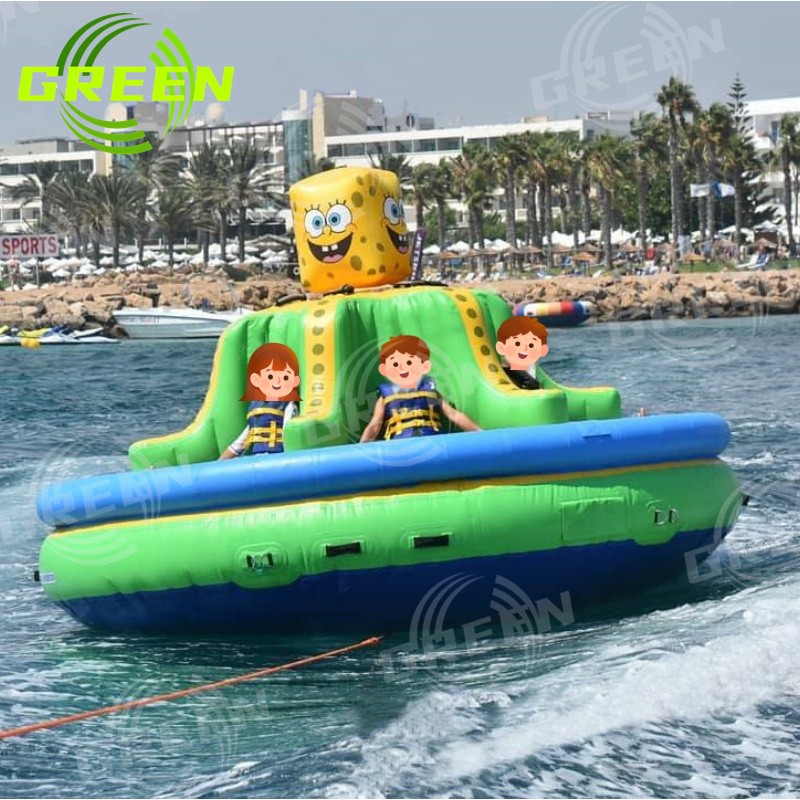 Green water sports and entertainment inflatable towable tube aqua twistert water parks Twister Inflatable Disco Boat