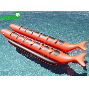 Design 8 Person Portable 0.9mm PVC Tarpaulin Water Sports Towable Tube Inflatable Water banana bus boat guangzhou