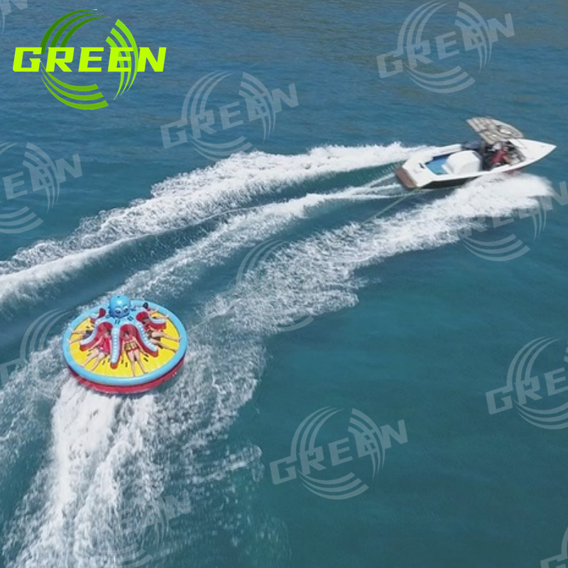 Green water sports and entertainment inflatable towable tube aqua twistert water parks Twister Inflatable Disco Boat