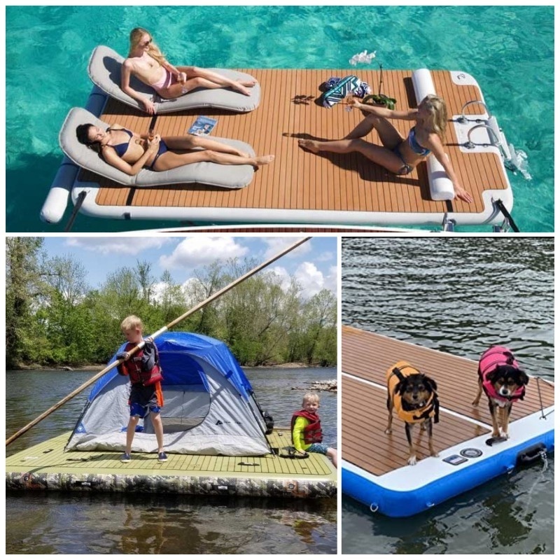 2022 new hot sale inflatable floating dock water leisure platform, floating boat docks island floats