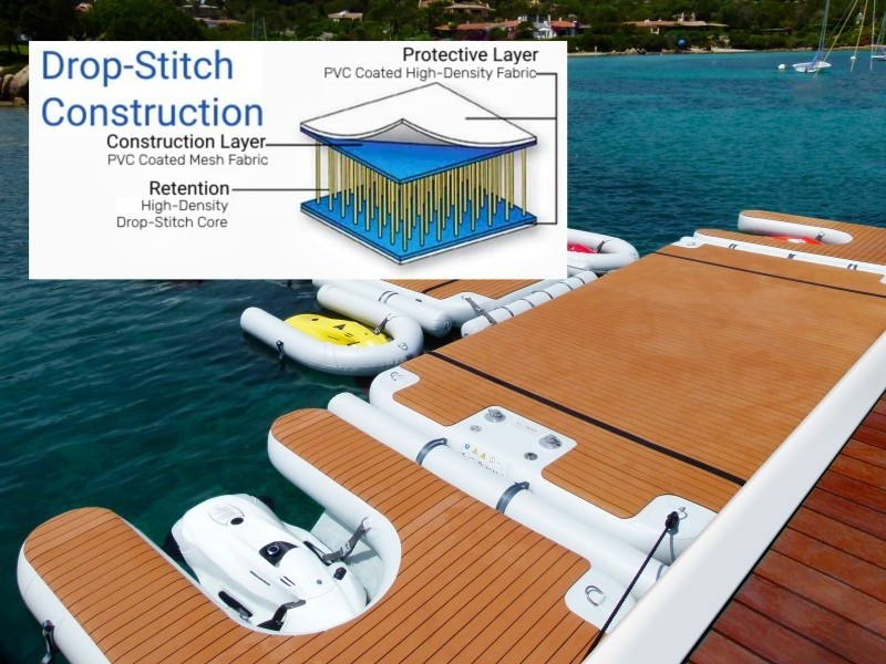 Premium quality dropstitch Y shape air floating pontoons dock inflatable hangout pontoon boat dock