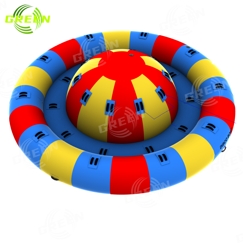 Green 10 seats Towabls Commercial Inflatable water Twister boat Spinning Ufo Towable Tube Disco Boat Inflatable Water Game