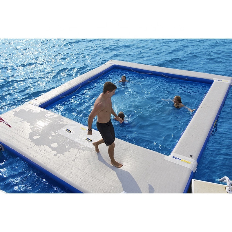 Inflatable Yacht Floating Ocean Sea Swimming Pool with Anti Jellyfish Net for Sale inflatable pontoons