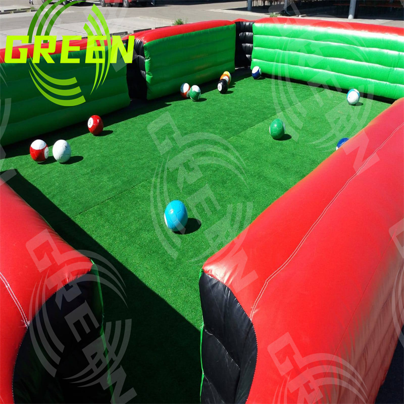 GREEN  GIANT INFLATABLE POOL SOCCER BILLIARDSIndoor giant human billiards game snooker soccer ball inflatable snookball table