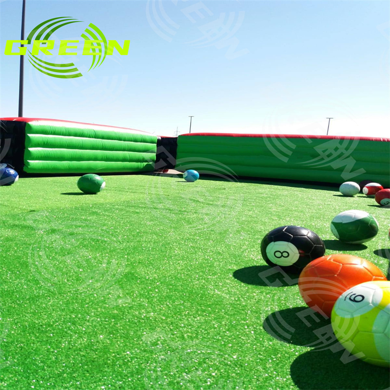 GREEN  GIANT INFLATABLE POOL SOCCER BILLIARDSIndoor giant human billiards game snooker soccer ball inflatable snookball table