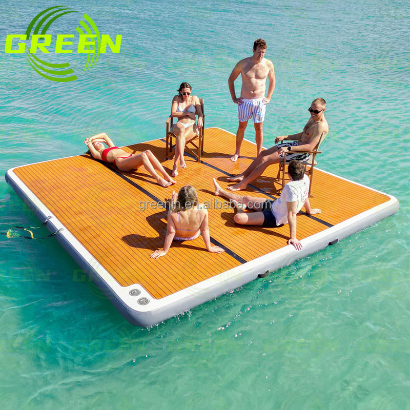 2022 new hot sale inflatable floating dock water leisure platform, floating boat docks island floats