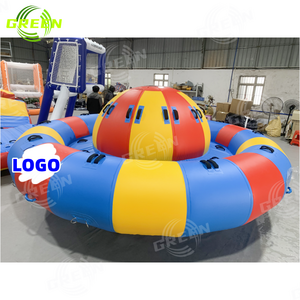 Green 10 seats Towabls Commercial Inflatable water Twister boat Spinning Ufo Towable Tube Disco Boat Inflatable Water Game