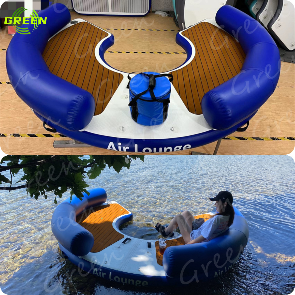 Green floating dock chair floating air dock tropical tahiti inflatable island inflatable float c dock platform