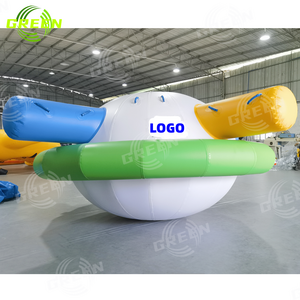 Green Inflatable Round rocker Inflatable Water Park Games Totter Float Tube Saturn Inflatable Boats