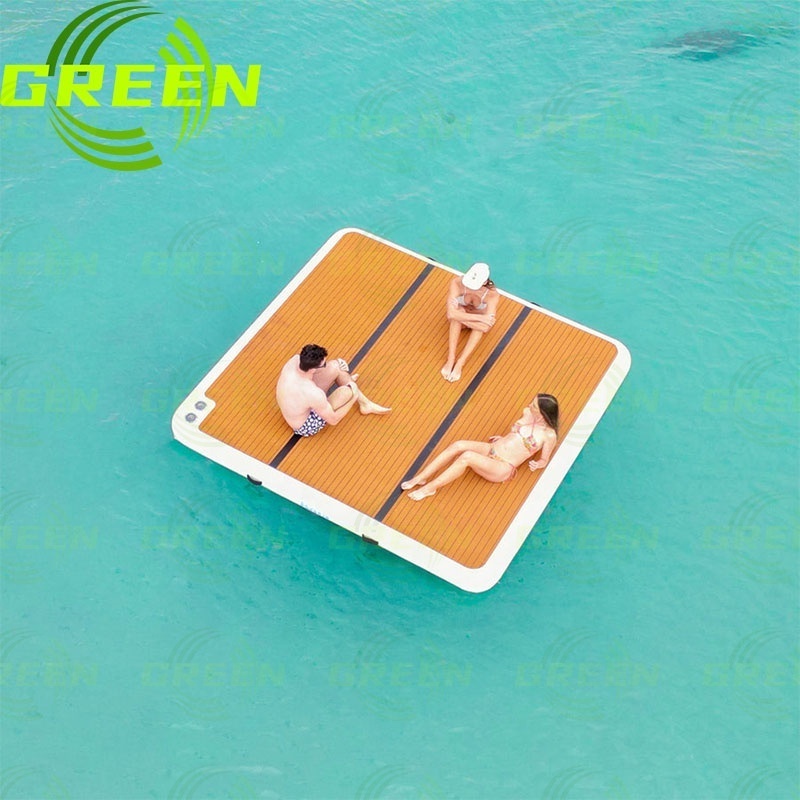 GREEN inflatable yacht dock platform docking pontoons platform jetski floating boat docks